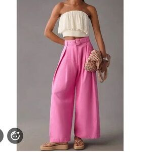 FARM Rio Vibrant Pink Wide-Leg Pleated Pants size XS